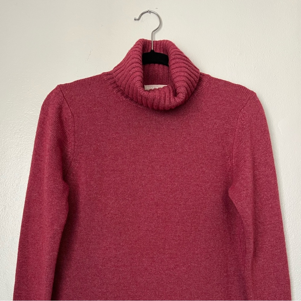 Merino Wool Cashmere Blend Mauve Pink Turtle Neck Sweater Women's Medium